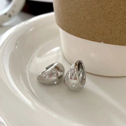 Vintage Gold Color Plated Chunky Dome Drop Earrings for Women Glossy
