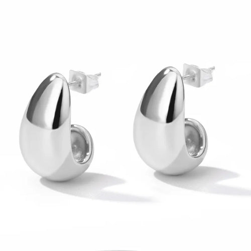 Vintage Gold Color Plated Chunky Dome Drop Earrings for Women Glossy