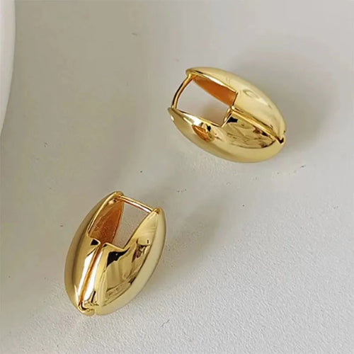 Vintage Gold Color Plated Chunky Dome Drop Earrings for Women Glossy