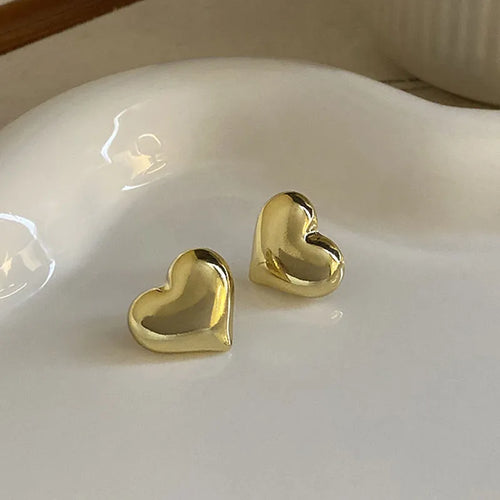 Vintage Gold Color Plated Chunky Dome Drop Earrings for Women Glossy