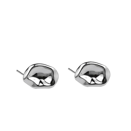 Vintage Gold Color Plated Chunky Dome Drop Earrings for Women Glossy