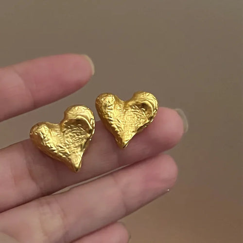 Vintage Gold Color Plated Chunky Dome Drop Earrings for Women Glossy