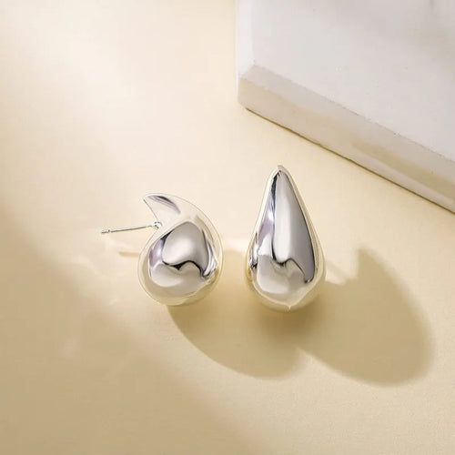 Vintage Gold Color Plated Chunky Dome Drop Earrings for Women Glossy