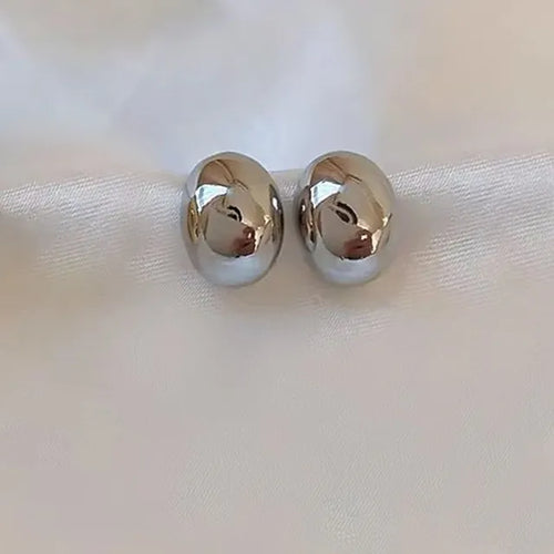 Vintage Gold Color Plated Chunky Dome Drop Earrings for Women Glossy