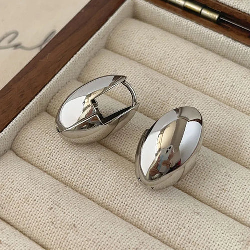 Vintage Gold Color Plated Chunky Dome Drop Earrings for Women Glossy