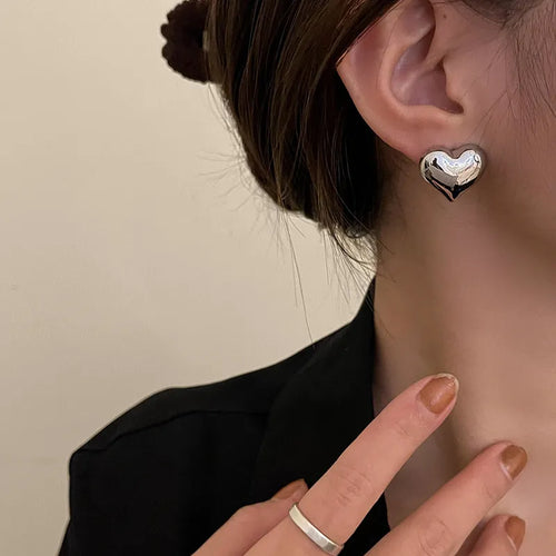 Vintage Gold Color Plated Chunky Dome Drop Earrings for Women Glossy