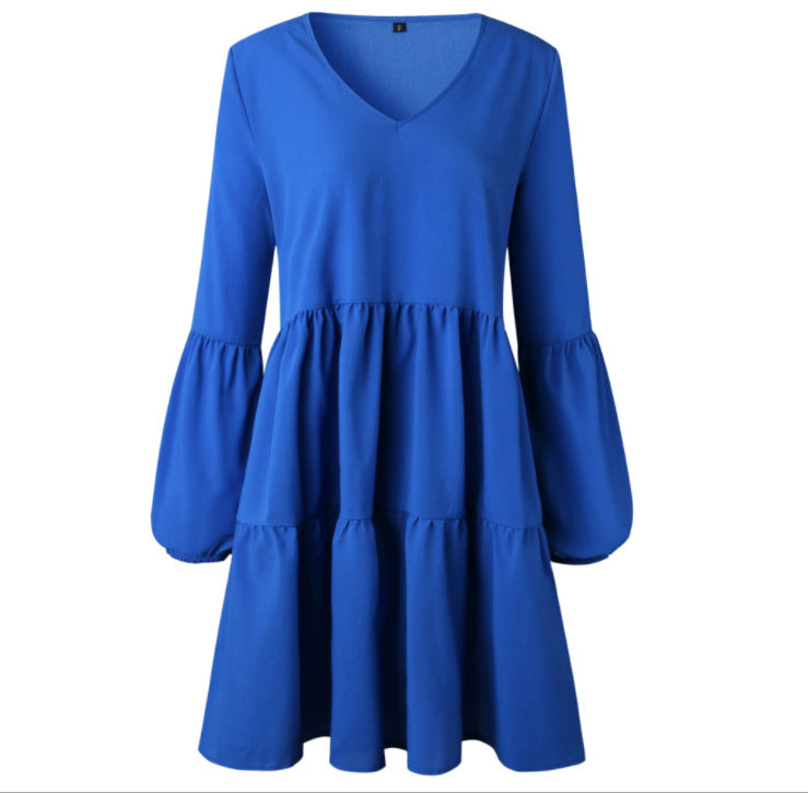 V-neck long sleeve women dress