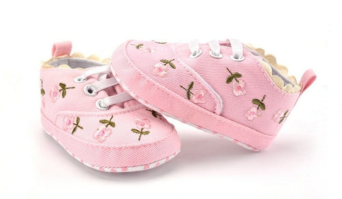 Baby Girl Shoes White Lace Floral Embroidered Soft Shoes Prewalker