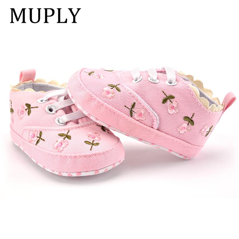 Baby Girl Shoes White Lace Floral Embroidered Soft Shoes Prewalker