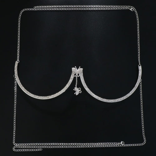 Chest Bracket Double Pendant Heart Bras Chain Necklace Body Jewelry