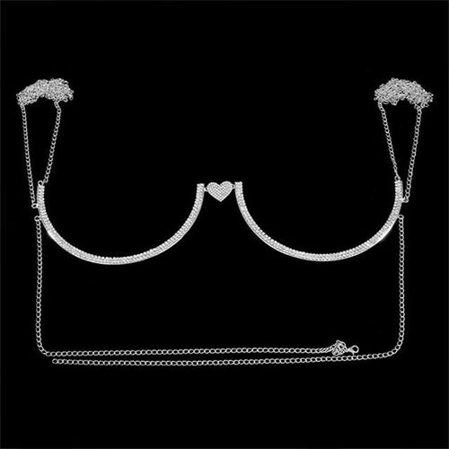 Chest Bracket Double Pendant Heart Bras Chain Necklace Body Jewelry