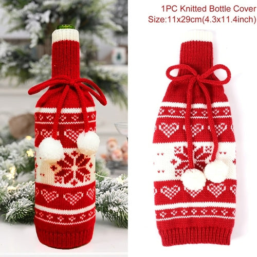 Christmas Wine Bottle Cover Merry Christmas Decorations For Home 2021