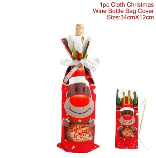 Christmas Wine Bottle Cover Merry Christmas Decorations For Home 2021