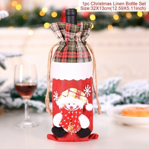 Christmas Wine Bottle Cover Merry Christmas Decorations For Home 2021