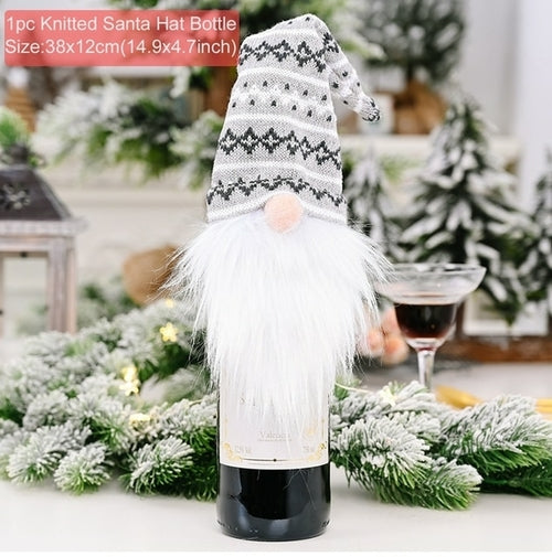 Christmas Wine Bottle Cover Merry Christmas Decorations For Home 2021