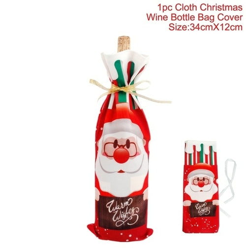 Christmas Wine Bottle Cover Merry Christmas Decorations For Home 2021