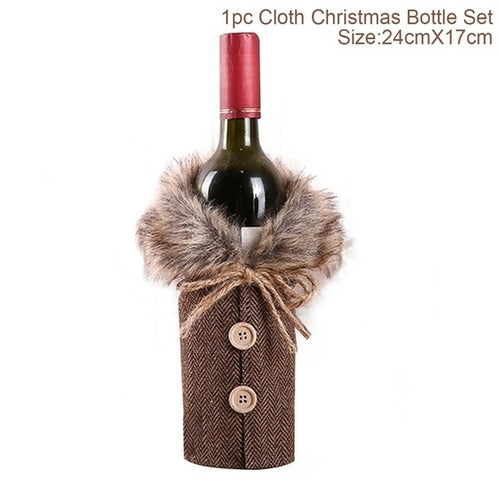 Christmas Wine Bottle Cover Merry Christmas Decorations For Home 2021