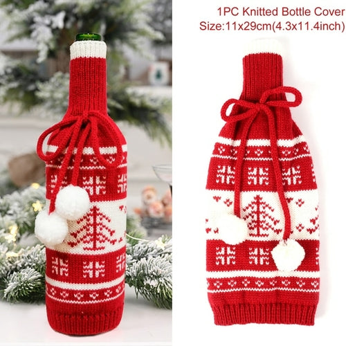 Christmas Wine Bottle Cover Merry Christmas Decorations For Home 2021