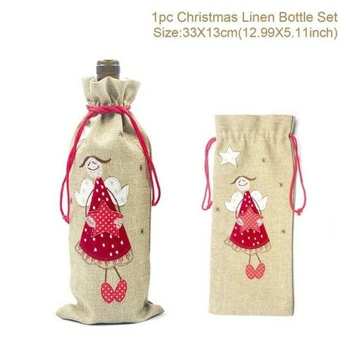 Christmas Wine Bottle Cover Merry Christmas Decorations For Home 2021