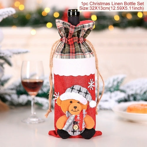 Christmas Wine Bottle Cover Merry Christmas Decorations For Home 2021