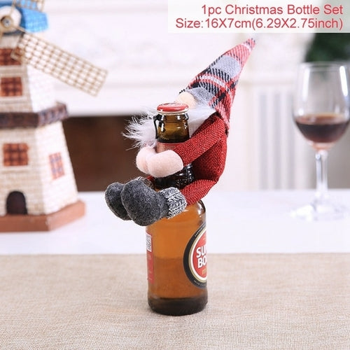 Christmas Wine Bottle Cover Merry Christmas Decorations For Home 2021