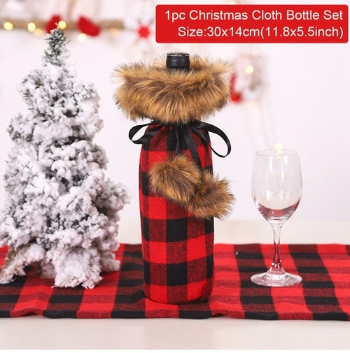 Christmas Wine Bottle Cover Merry Christmas Decorations For Home 2021