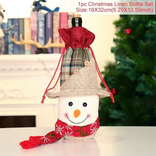 Christmas Wine Bottle Cover Merry Christmas Decorations For Home 2021