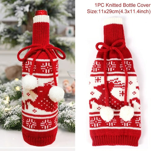 Christmas Wine Bottle Cover Merry Christmas Decorations For Home 2021