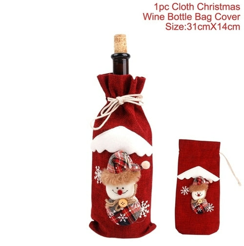 Christmas Wine Bottle Cover Merry Christmas Decorations For Home 2021