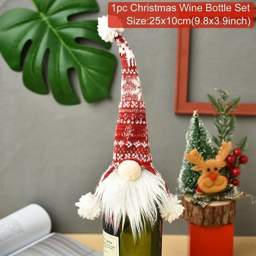 Christmas Wine Bottle Cover Merry Christmas Decorations For Home 2021