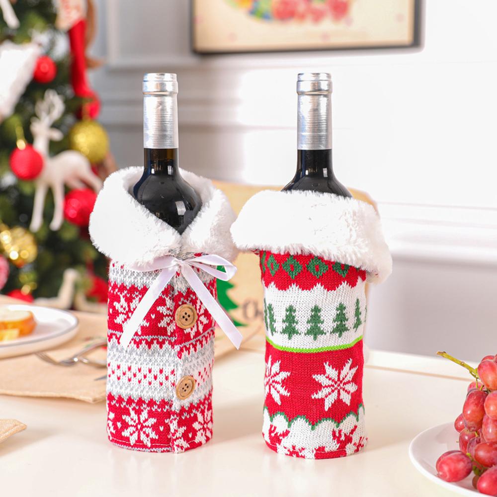 Christmas Wine Bottle Cover Merry Christmas Decorations For Home 2021