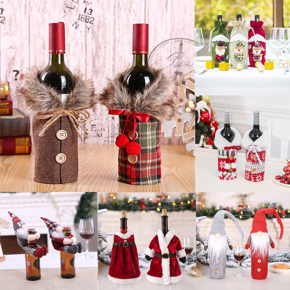 Christmas Wine Bottle Cover Merry Christmas Decorations For Home 2021