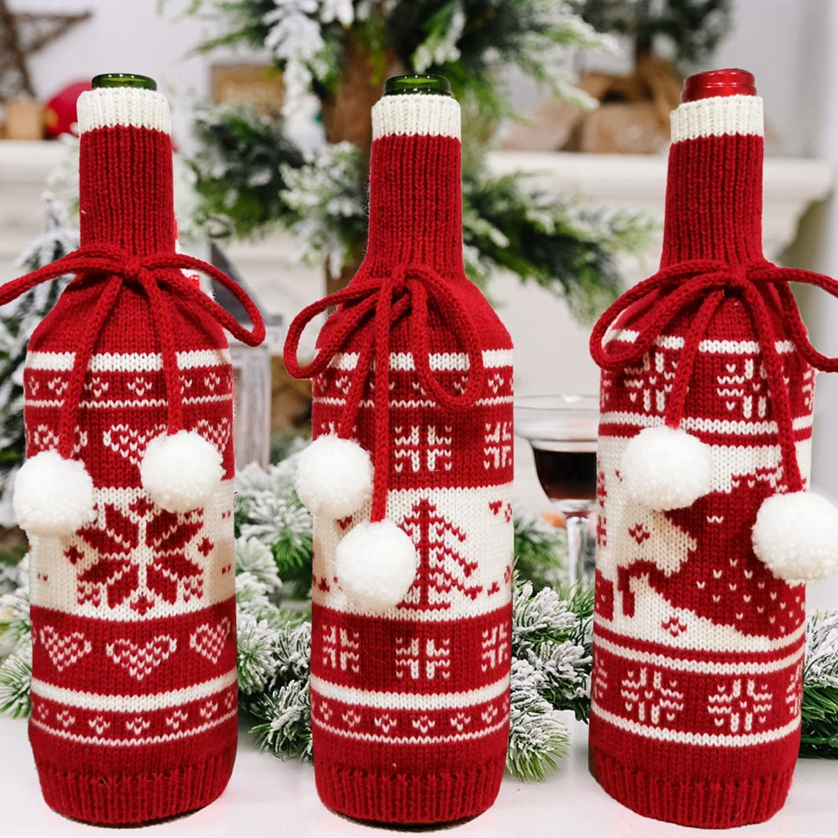 Christmas Wine Bottle Cover Merry Christmas Decorations For Home 2021