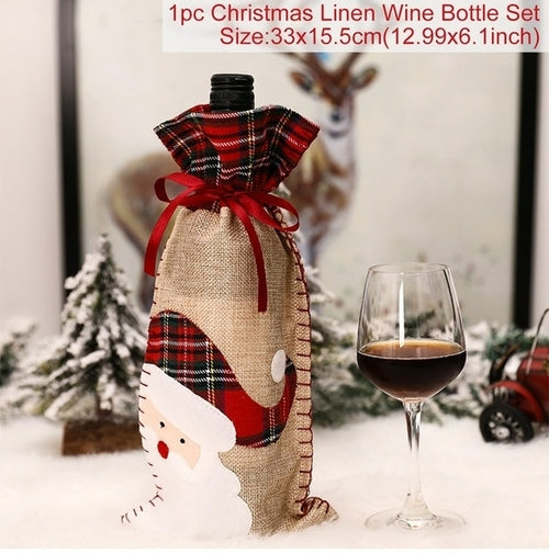 FengRise Christmas Decorations for Home Santa Claus Wine Bottle Cover