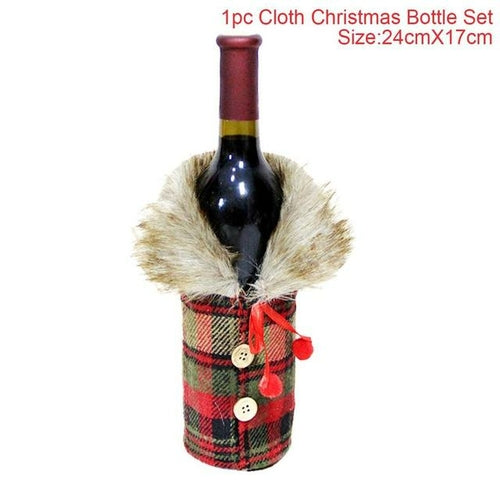 FengRise Christmas Decorations for Home Santa Claus Wine Bottle Cover