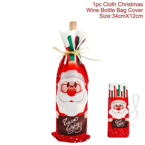 FengRise Christmas Decorations for Home Santa Claus Wine Bottle Cover