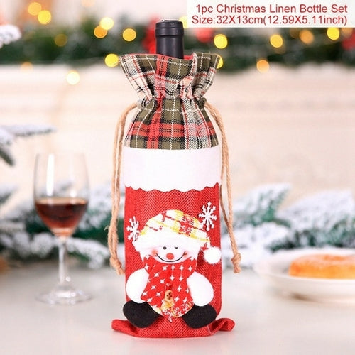 FengRise Christmas Decorations for Home Santa Claus Wine Bottle Cover