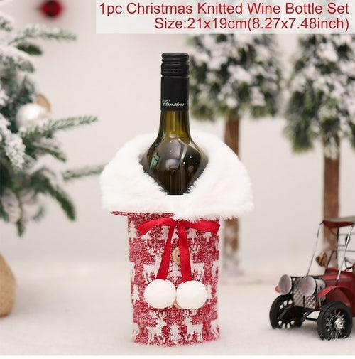 FengRise Christmas Decorations for Home Santa Claus Wine Bottle Cover