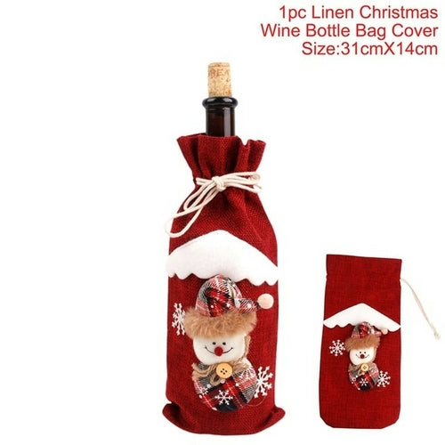 FengRise Christmas Decorations for Home Santa Claus Wine Bottle Cover