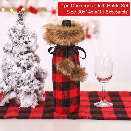 FengRise Christmas Decorations for Home Santa Claus Wine Bottle Cover