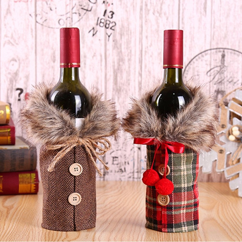 FengRise Christmas Decorations for Home Santa Claus Wine Bottle Cover