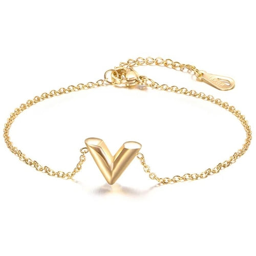 Fashion Brand V Letter Pendant Necklace For Woman Stainless Steel