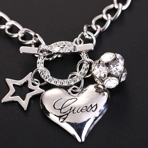 Simple Crystal Lattice Five-pointed Star Heart-shaped Bracelet for