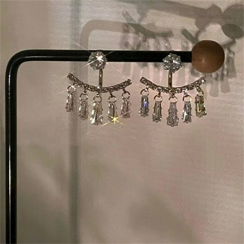 Korean Trendy Bow Crystal Drop Earrings For Women 2022 Luxury