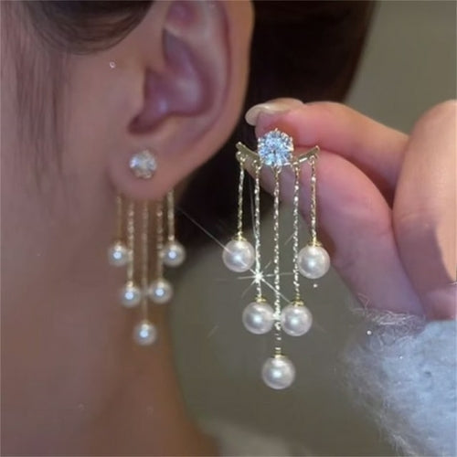 Korean Trendy Bow Crystal Drop Earrings For Women 2022 Luxury