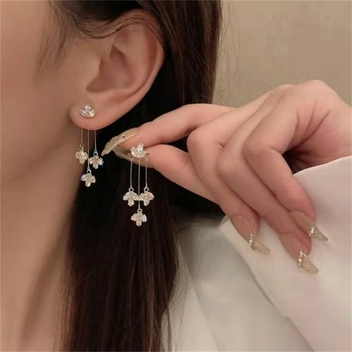 Korean Trendy Bow Crystal Drop Earrings For Women 2022 Luxury