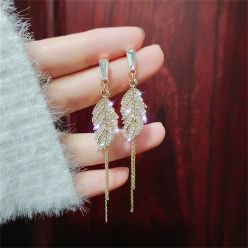 Korean Trendy Bow Crystal Drop Earrings For Women 2022 Luxury