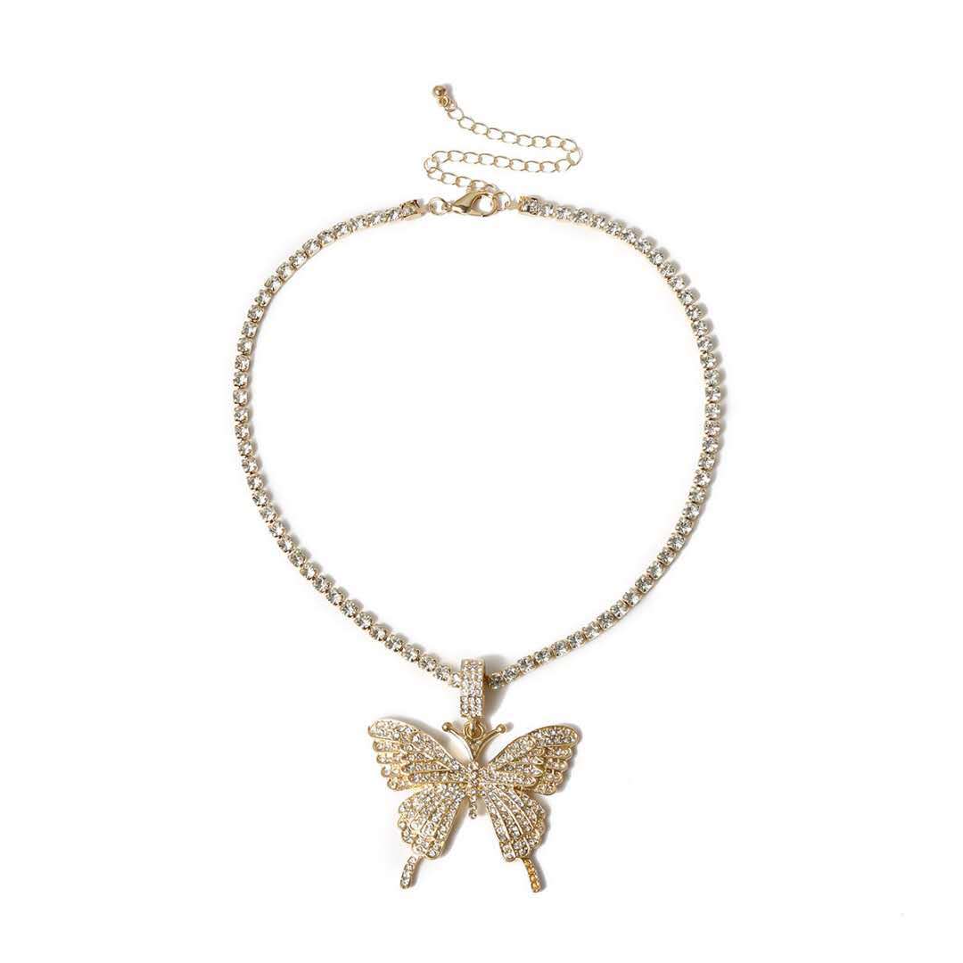 Luxury Statement Butterfly Tennis Chain Necklace Choker For Women