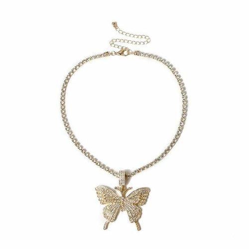 Luxury Statement Butterfly Tennis Chain Necklace Choker For Women