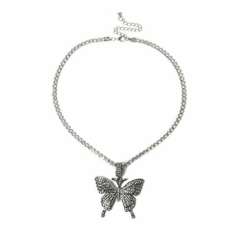 Luxury Statement Butterfly Tennis Chain Necklace Choker For Women